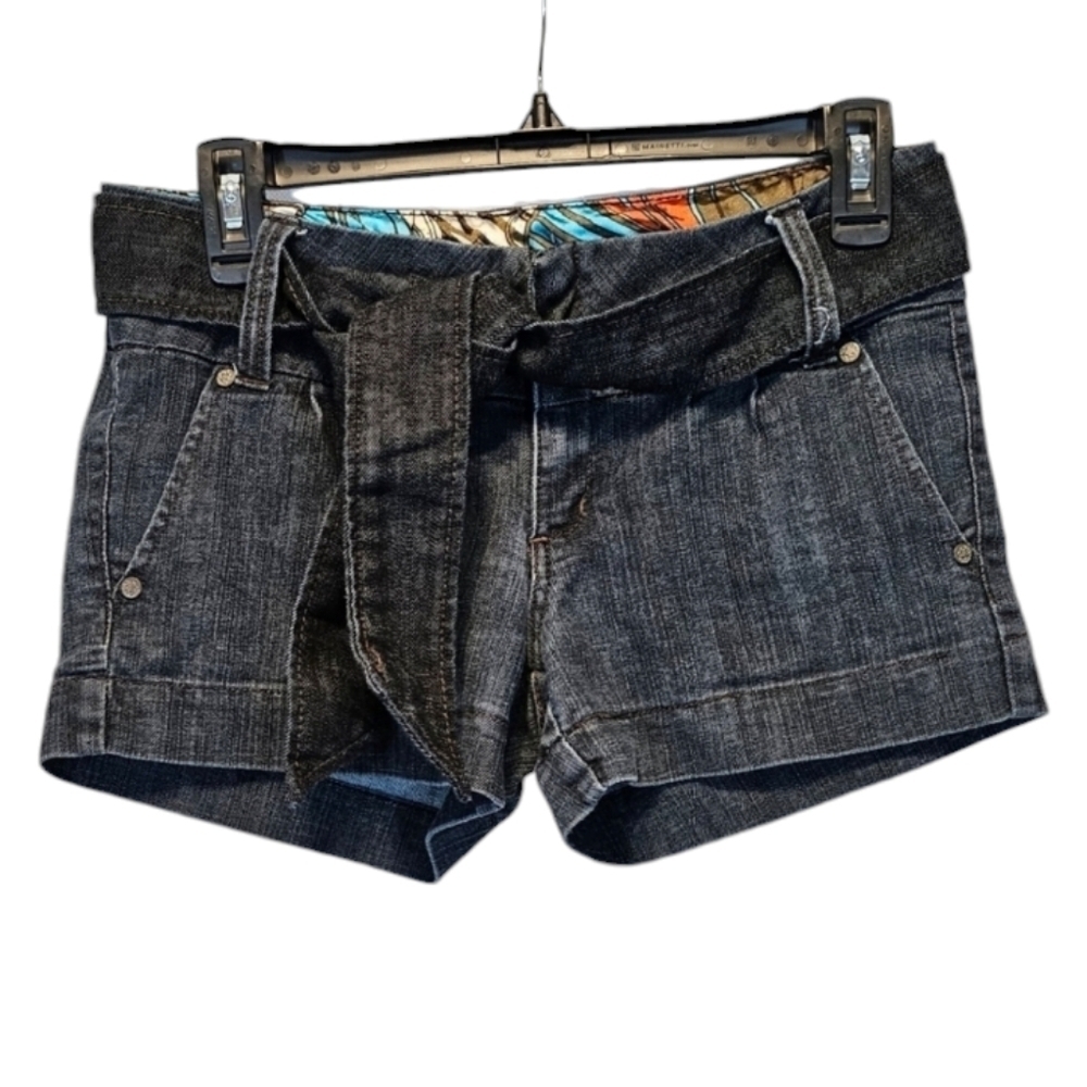 Boom Boom Dark Denim Shorts w Tie Belt 73% Cotton 25% Polyester 2% Spand…